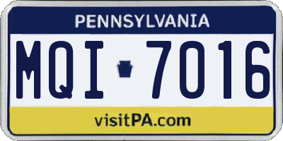 PA license plate MQI7016