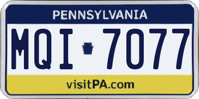 PA license plate MQI7077