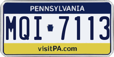 PA license plate MQI7113