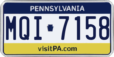 PA license plate MQI7158
