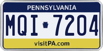 PA license plate MQI7204
