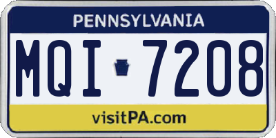 PA license plate MQI7208