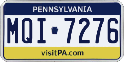 PA license plate MQI7276
