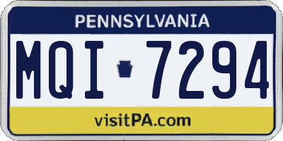 PA license plate MQI7294