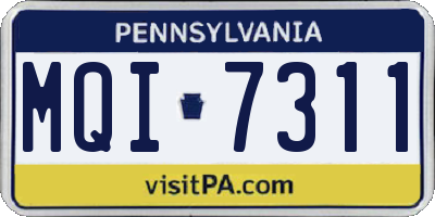 PA license plate MQI7311
