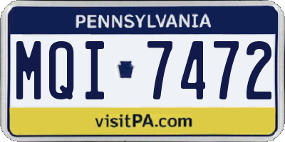 PA license plate MQI7472