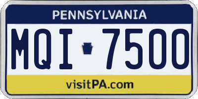 PA license plate MQI7500