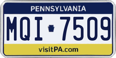 PA license plate MQI7509
