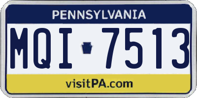 PA license plate MQI7513