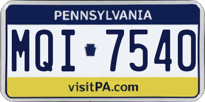 PA license plate MQI7540