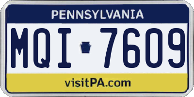 PA license plate MQI7609