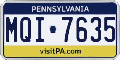 PA license plate MQI7635