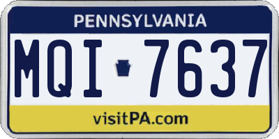 PA license plate MQI7637