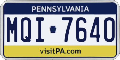 PA license plate MQI7640