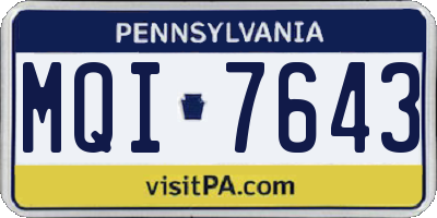 PA license plate MQI7643