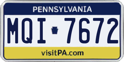 PA license plate MQI7672