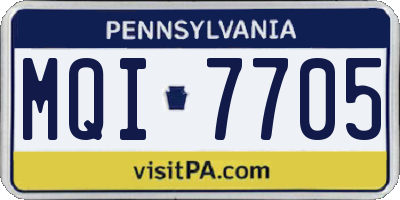 PA license plate MQI7705