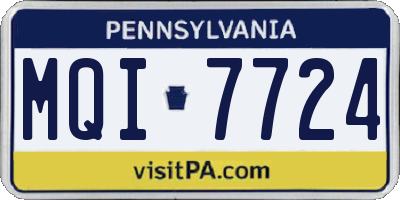 PA license plate MQI7724