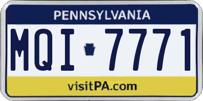 PA license plate MQI7771