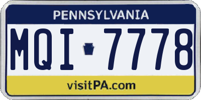 PA license plate MQI7778