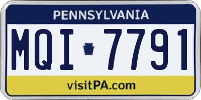 PA license plate MQI7791