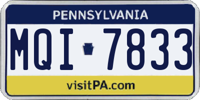 PA license plate MQI7833