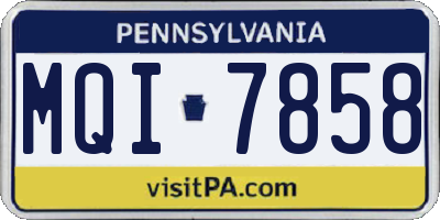 PA license plate MQI7858