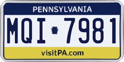 PA license plate MQI7981