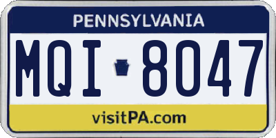 PA license plate MQI8047