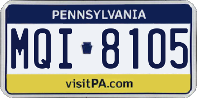 PA license plate MQI8105