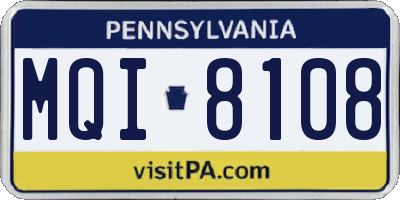 PA license plate MQI8108