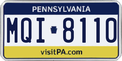 PA license plate MQI8110