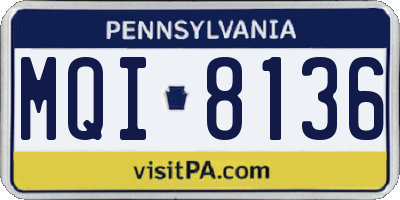PA license plate MQI8136
