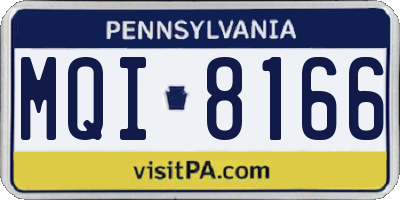 PA license plate MQI8166