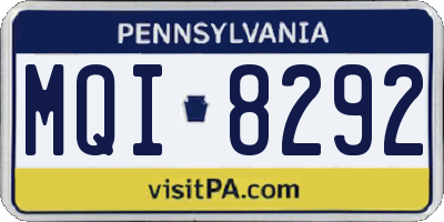 PA license plate MQI8292