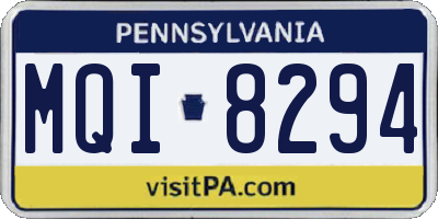 PA license plate MQI8294