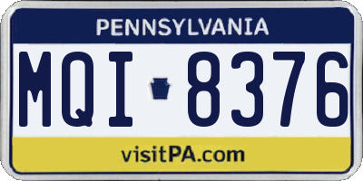 PA license plate MQI8376