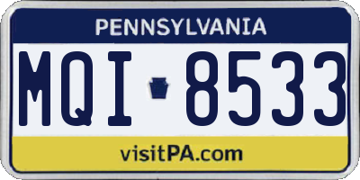 PA license plate MQI8533