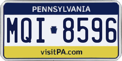 PA license plate MQI8596