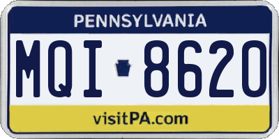 PA license plate MQI8620