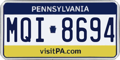 PA license plate MQI8694