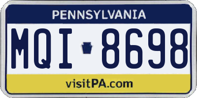 PA license plate MQI8698