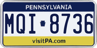PA license plate MQI8736