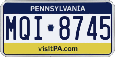 PA license plate MQI8745