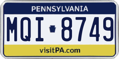 PA license plate MQI8749