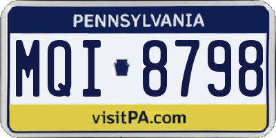 PA license plate MQI8798