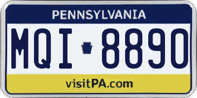 PA license plate MQI8890