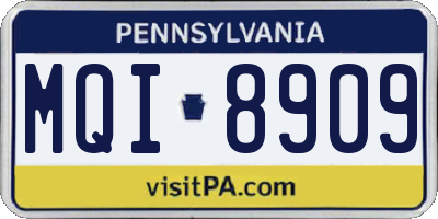 PA license plate MQI8909