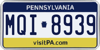 PA license plate MQI8939