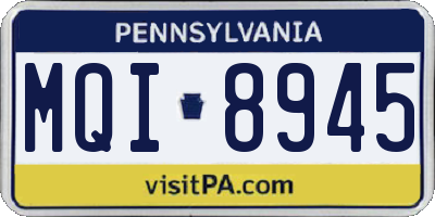PA license plate MQI8945